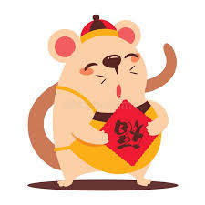 Little Cute Rat With Chinese Holding A Red Calligraphy Paper Chinese New Year Ad Red Calligraphy Cute Rats Year Of The Rat Kindergarten Coloring Pages
