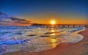 ❤ get the best sunset beach wallpaper on wallpaperset. Sunset Beach Fishing Pier Sea Waves Desktop Wallpaper Hd Wallpapers13 Com