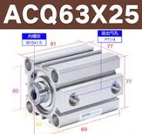 1pcs AirTAC ACQ63X5/10/15/20/25/30/35/40/45/50 Stroke 5~50mm ...