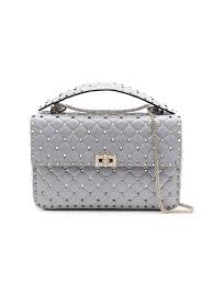 Valentino Spk New Garavani Rockstud Spike Large Gray Leather Shoulder In 2020 Valentino Rockstud Bag Shoulder Bag Valentino Purse