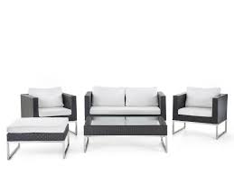 Rattan recliner wicker garden outdoor table and chairs furniture patio set grey. 4 Seater Rattan Garden Sofa Set White Crema Beliani De