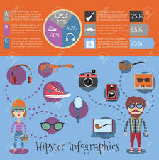 Hipster Infographic Set With Geek Accessories And Chart Illustration