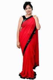 7/19/2021 will not ship to: Designer Red Saree With Black Border