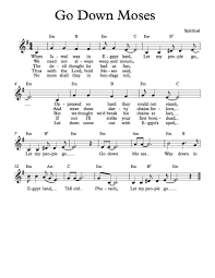 Free Lead Sheet Go Down Moses Lead Sheet Bible Songs For Kids Hymn Music