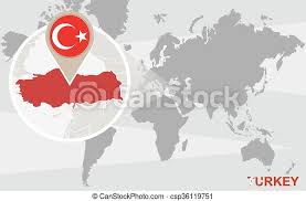 Do not hesitate to click on the map of turkey to access a zoom level and finer details. World Map With Magnified Turkey Turkey Flag And Map Canstock