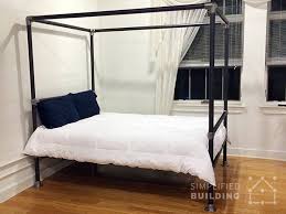 Black Metal 4 Poster Bed Inspired By A Few Of The Bed Frames On Our Blog This Bed Frame Is 60 Wide 81 Long And 80 Tall Using 1 Black Ir Diy Bed Frame Diy Bed