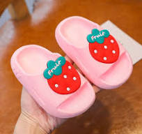 Cute Cartoon Fruit Design Slippers For Kids - Pink Strawberry / 29-30