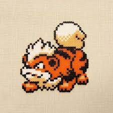 Growlithe Pokemon Mini Perler Fused Bead Sprite Etsy Bead Sprite Fuse Beads Perler Beads Designs