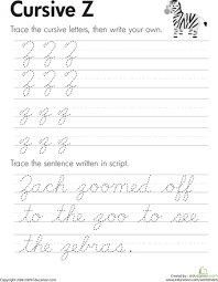 Cursive Z Education Com Cursive Handwriting Practice Cursive Handwriting Worksheets Learning Cursive