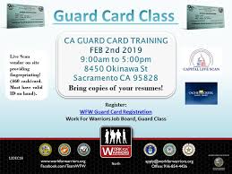 Ct security officer certification (guard card) cost $85.00. Been Waiting For Our Next Free Guard Work For Warriors Facebook