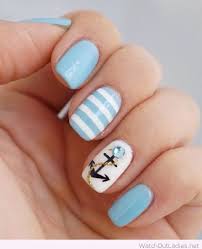 Light Blue And White Nail Design For Summer Anchor Nail Designs Nautical Nails Anchor Nail Art