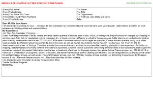 Zoo Caretaker Application Letter
