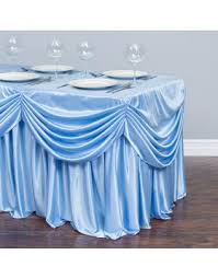 4 Ft Drape Chiffon All In 1 Tablecloth Pleated Skirt Serenity Blue Table Skirt Table Cloth Decorations Table Cloth