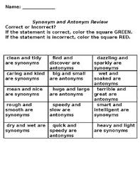 However, they can use a variety of other words with opposite meanings such as Synonym Antonym Worksheet Correct Incorrect 2 Pages By 4th Grade Frolicks