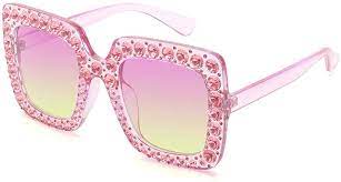 Pink Rhinestone Sunglasses Oversized Glasses Walmart Com