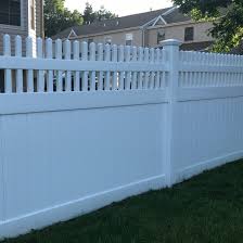 Infinity With Saturn Straight Picket Top Pvc Fencing Fabricated And Installed In Elmont Ny By Liberty Fence Railing Double V Pvc Fence Fence Installation