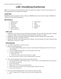 Lab Classifying Substances