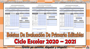 Tras ello la página debe mostrar los datos del alumno y la opción que lleve a descargar la boleta de calificaciones. Boletas De Evaluacion Editables Para Primeria De Apoyo Para El Ciclo Escolar 2020 2021 Educacion Primaria