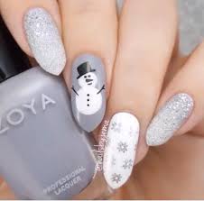Grey Silver Snowman Nails Luxury Nails Holiday Nails Xmas Nails One of the best things about christmas is the snow!