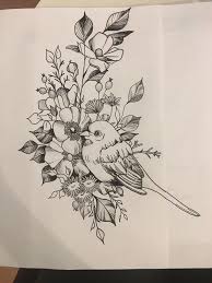 Vogel Bloemen Tattoo Tekening Bloemen Tekenen Vogels Tekenen Bloemenpatroon