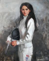 An American Fencer Portrait Of Lee Kiefer 2012 Us Olympic Women S Fencing Team Painting By Chris Saper