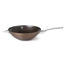 Calphalon Contemporary Hard Anodized Aluminum Nonstick Cookware Flat Bottom Wok 12 Inch Bronze Bronze En Calphalon Contemporary Nonstick Cookware Calphalon