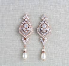 Rose Gold Braut Kronleuchter Hochzeit Ohrringe Brautschmuck Swarovski Ohrringe Lange Ohrringe Statement Ohrringe Emma Ohrringe Hochzeit Braut Ohrringe Hochzeit Ohrringe