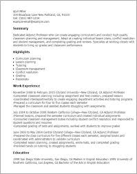 Resume Templates Adjunct Professor Adjunct Professor College Resume Adjunct Teaching