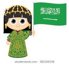 little girl wearing traditional dress and holding saudi arabia flag saudi arabia flag national day saudi happy birthday art