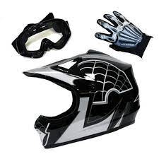 Motocross Helmet Youth Spider Black Size Medium Goggle Skeleton Glove Size Medium Best Value Buy On Amazon Autom Motocross Helmets Motocross Black Helmet