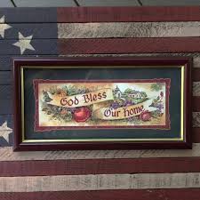 Cross wall hanging very heavy & high quality one small chip on back as shown, not noticeable in front!. God Bless Our Home Wall Picture Wood Frame Home Interior Dark Wood Frames House Interior Picture Wall