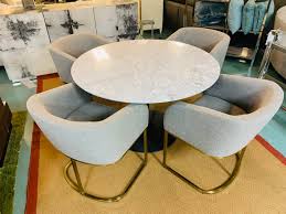 Dining table in carved veneciano white marble. Round Marble Kitchen Table And Chairs Off 53