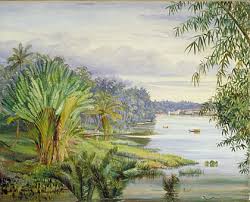 Kew Marianne North Gallery Painting 543 View Of Kuching And River Sarawak Borneo