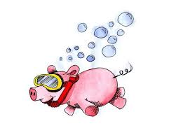 Flat set pink humanized pig in different vector. Cartoon Snorkeling Pig In Diving Mask With Bubbles Tattoo Design Tattooimages Biz