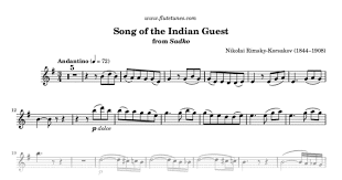 Sheet Music For Song Of India Song Of The Indian Guest Chanson Indoue From Sadko By Nikolai Rimsky Korsakov Arranged For Flut Songs Sheet Music Flute Music