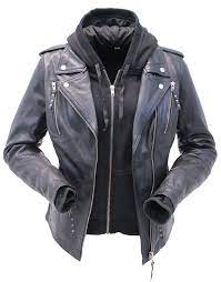 Women S Leather Motorcycle Jacket With Venting And Removable Hoodie Li Leather Jacket With Hood Black Leather Motorcycle Jacket Leather Motorcycle Jacket Women