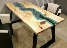 Live Edge River Table With With Epoxy Inlay Table Wood Furniture