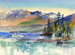 Choose your favorite lake watercolor paintings from millions of available designs. Lake Tahoe From Tahoe City 1987 Art By Ken Potter California Watercolor
