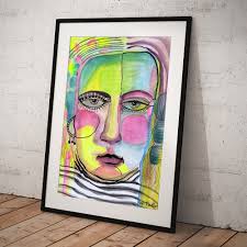 Woman in Striped Shirt Art Print by Beth Nadler