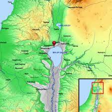 Surrounding cities of capernaum shown on map, and the distance between capernaum to other cities and states listed below the map. Bible Map Capernaum Sea Of Galilee Bible Mapping Capernaum
