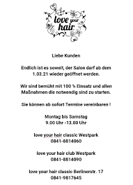 Er gibt zu, dass sich bayern bei der abstimmung im bundesrat zur notbremse wohl enthalten wird. Friseur Love Your Hair Home Facebook