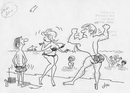 Dick Lucas Adult Cartoon at the BEACH, in marshall k's Adult Original Art  Comic Art Gallery Room