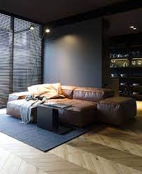 Small Masculine Apartment In Dark Color Schemes White Interior White Interior Design Interior Design