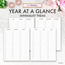 Big Happy Planner Printable Insert 2021 Year At A Glance Etsy In 2020 Happy Planner Happy Planner Printables Printable Planner