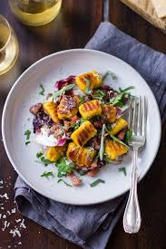 Gluten Free Pumpkin Ricotta Gnocchi With Pancetta And Seared Radicchio Recette Recette Potiron Gnocchis Potiron