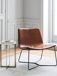 West Elm Slope Lounge Chair Fog Leather At John Lewis Partners Leather Dining Chairs Leather Lounge Chair Chair