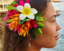 Ginger Plumeria Hair Clip, Tahitian Headdress, Polynesian Costume