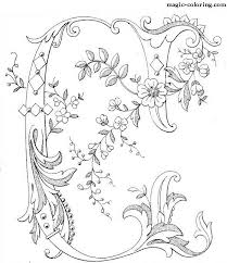 Magic Coloring Flowered Monograms 3 Coloring Pages Embroidery Flowers Paper Embroidery
