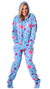 Blue Lollipops Adult Footed Onesie Pajamas - Jumpin Jammerz