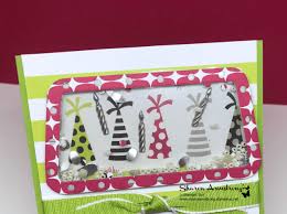 There are plenty of different designs to follow but today we'll be showing you how to do it and an idea on how to add looooooads more color. Easy Birthday Shaker Card Tx Stampin Sharon